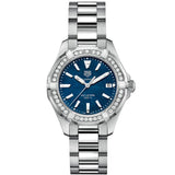 Tag Heuer Aquaracer Quartz Diamonds Blue Dial Silver Steel Strap Watch for Women - WAY131N.BA0748