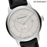 Burberry The Classic Horseferry Beige Dial Black Leather Strap Watch for Men - BU10000