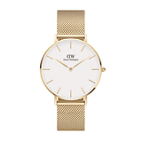 Daniel Wellington Classic Petite Evergold White Dial Gold Mesh Bracelet Watch For Women - DW00100350