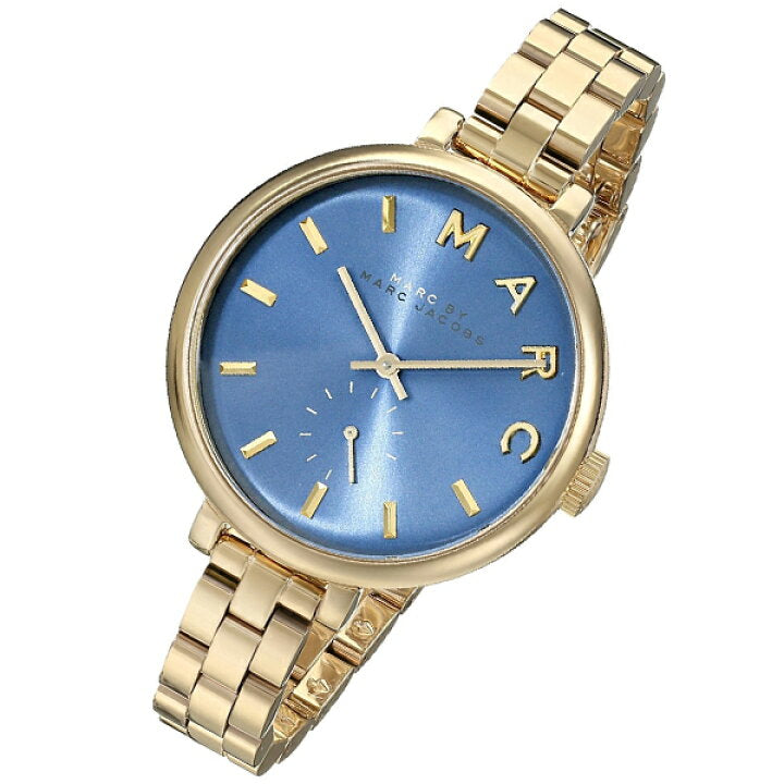 Marc Jacobs Sally Blue Dial Gold Steel Strap Watch for Women - MBM3366