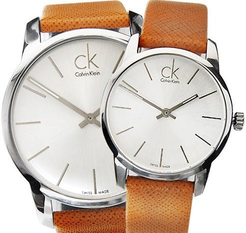 Calvin Klein City Quartz White Dial Light Brown Leather Strap Watch For Men - K2G21138