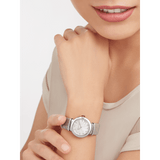 Bvlgari LVCEA Diamonds Silver Mother of Pearl Dial Silver Leather Strap Watch for Women - LVCEA103367