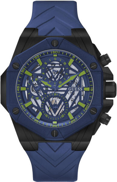 Guess Formula Multifunction Blue Dial Blue Silicone Strap Watch For Men - GW0579G3