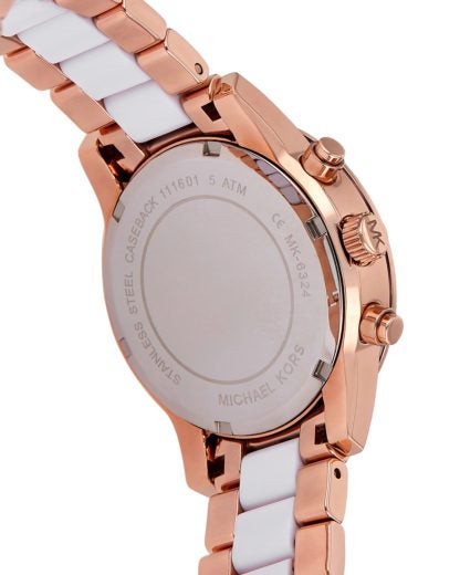 Michael Kors Ritz White Dial Two Tone Steel Strap Watch for Women - MK6324