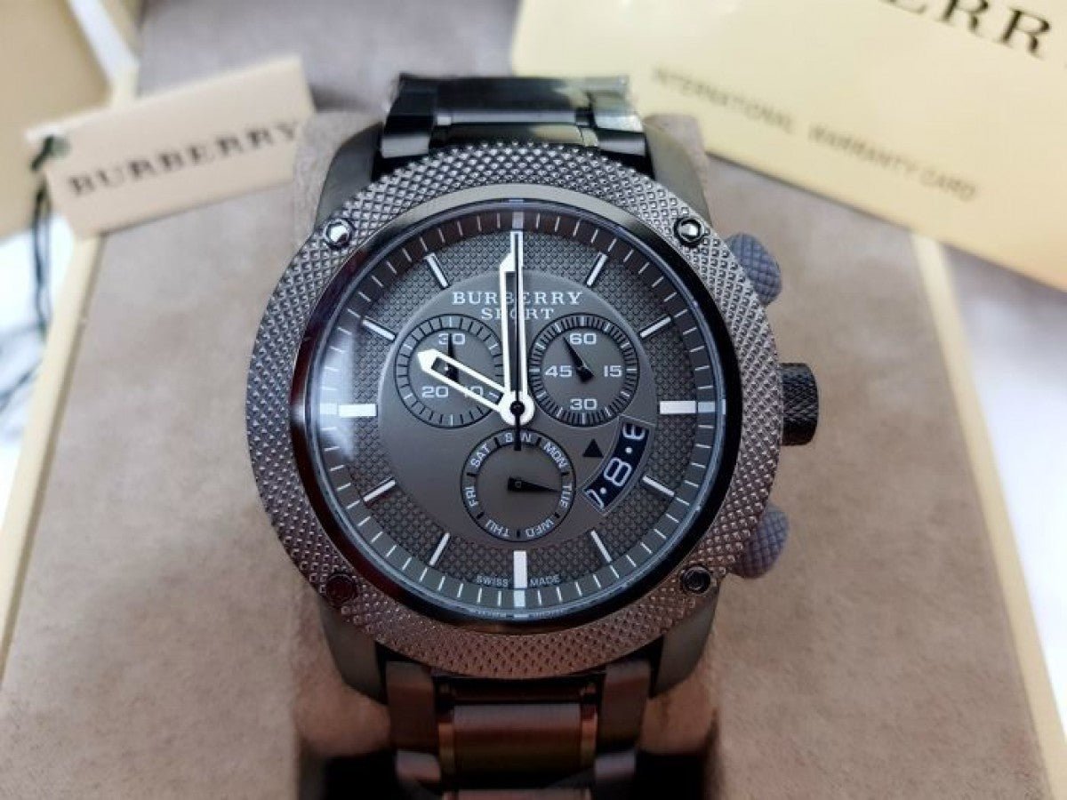 Burberry Chrono Sport Brown Dial Brown Steel Strap Watch for Men - BU7716