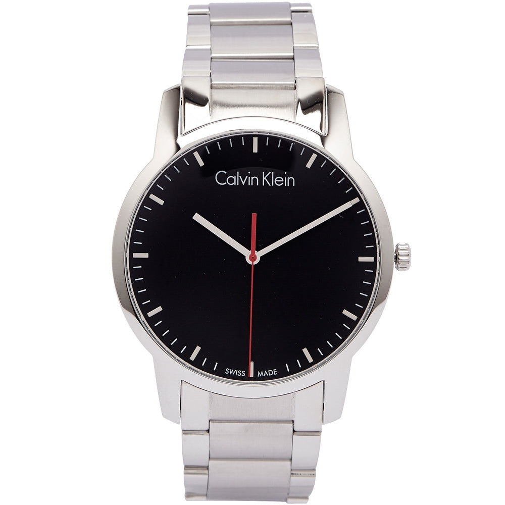 Calvin Klein City Black Dial Silver Steel Strap Watch for Men - K2G2G141