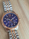 Michael Kors Lexington Blue Dial Two Tone Steel Strap Watch for Men - MK8412