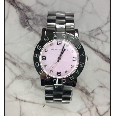 Marc Jacobs Amy Life Pink Dial Silver Steel Strap Watch for Women - MBM3300