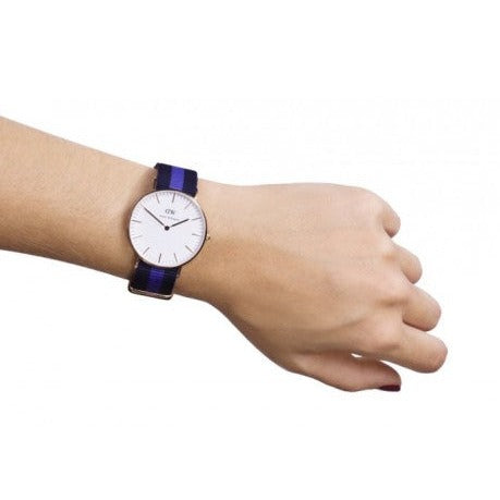 Daniel Wellington Classic Swansea White Dial Two Tone Nylon Strap Watch For Women - 0504DW