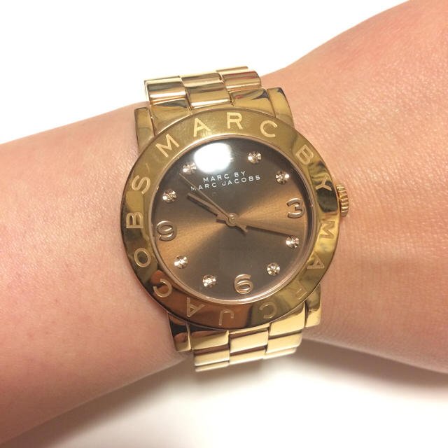 Marc Jacobs Amy Black Dial Gold Steel Strap Watch for Women - MBM3273