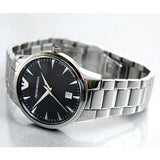 Emporio Armani Classic Quartz Black Dial Silver Steel Strap Watch For Women - AR2441