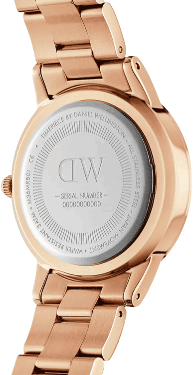 Daniel Wellington Iconic Link Black Dial Rose Gold Steel Strap Watch for Women - DW00100210