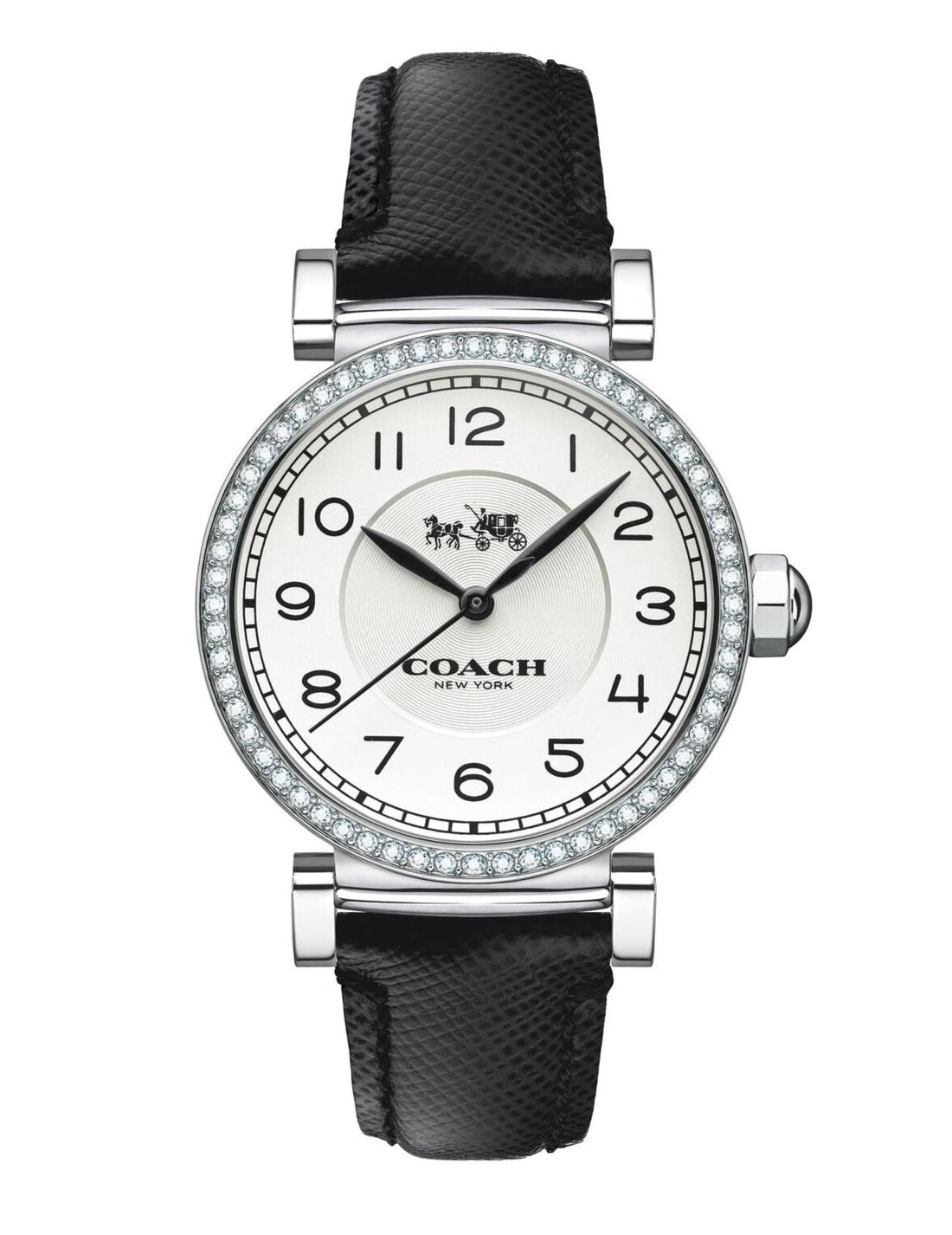 Coach Madison White Dial Black Leather Strap Watch for Women - 14502399