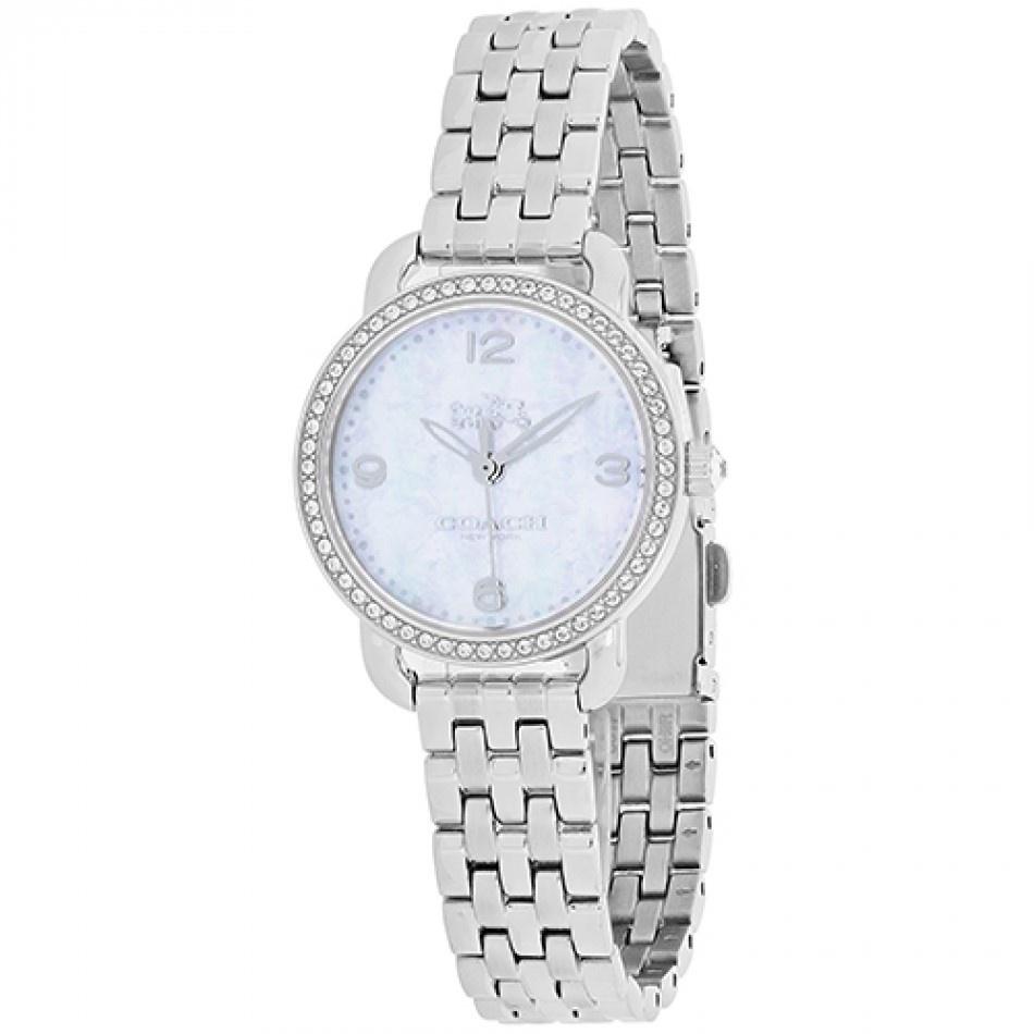 Coach Delancey Mother of Pearl Dial Silver Steel Strap Watch for Women - 14502477