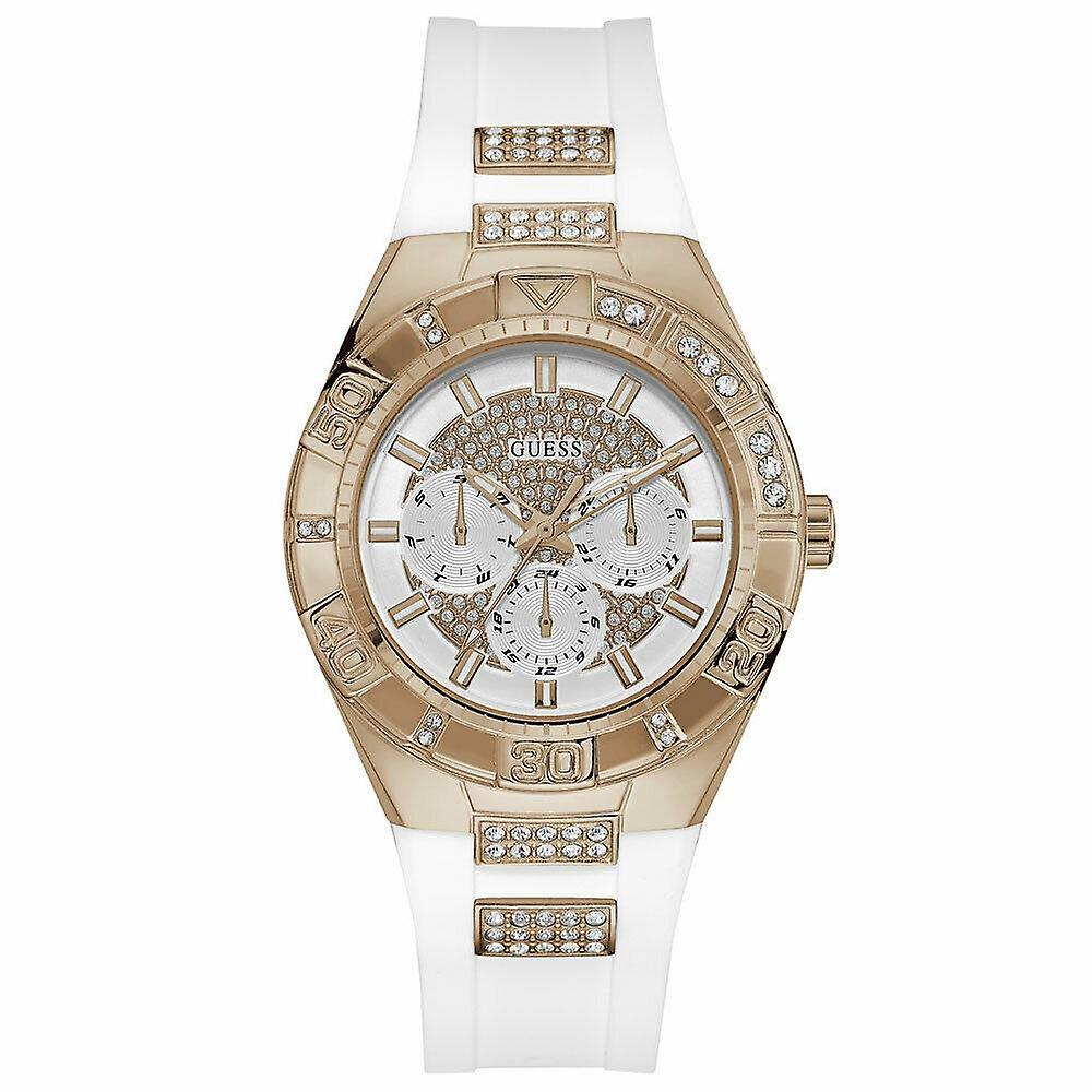 Guess Luna Diamonds White Dial White Rubber Strap Watch for Women - W0653L4