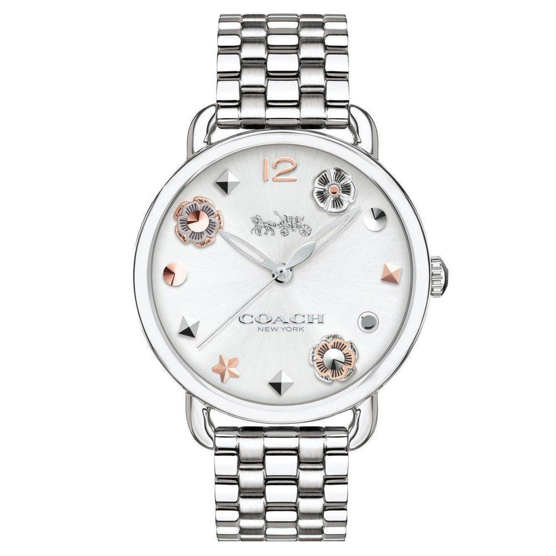 Coach Delancey White Dial Silver Steel Strap Watch for Women - 14502810