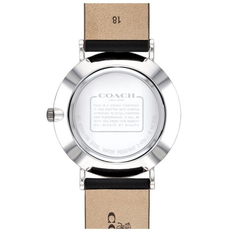 Coach Perry White Dial Black Leather Strap Watch for Women - 14503115
