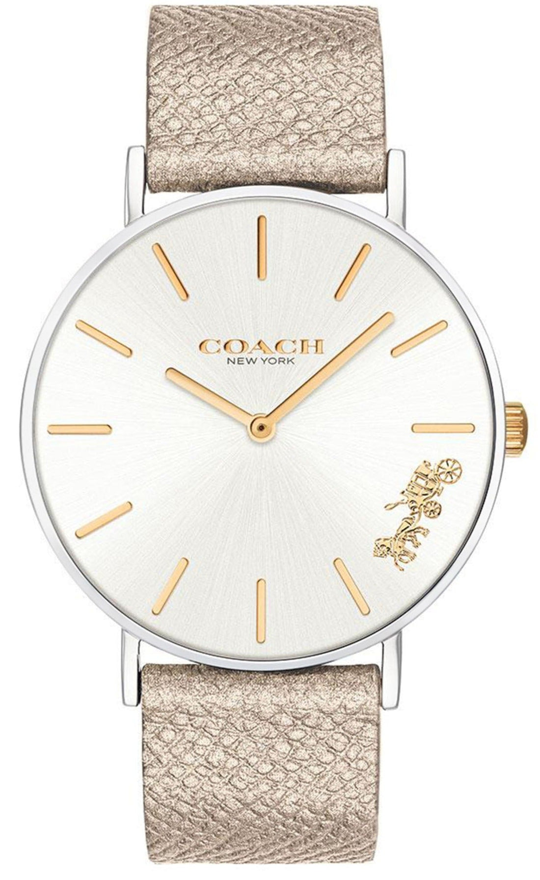 Coach Perry White Dial Beige Leather Strap Watch for Women - 14503157
