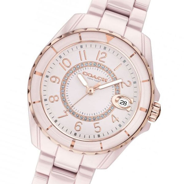Coach Preston Pink Dial Pink Steel Strap Watch for Women - 14503463