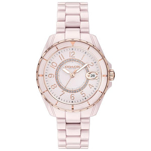 Coach Preston Pink Dial Pink Steel Strap Watch for Women - 14503463