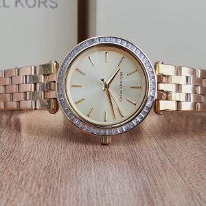 Michael Kors Darci White Dial Two Tone Steel Strap Watch for Women - MK3323