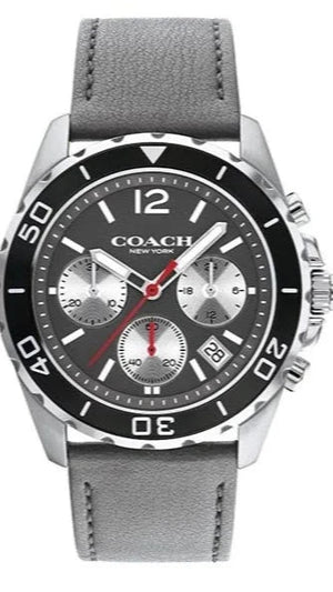Coach Kent Grey Dial Grey Leather Strap Watch for Men - 14602561