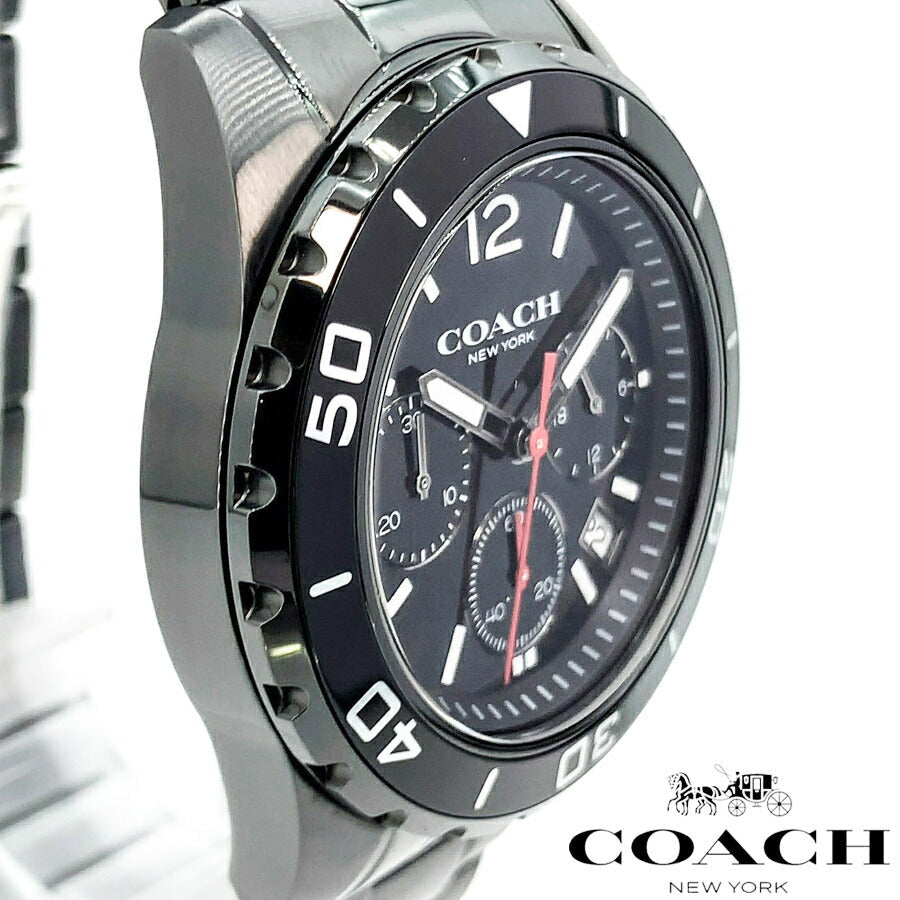 Coach Kent Chronograph Black Dial Black Steel Strap Watch for Men - 14602554