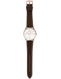 Emporio Armani Minimalist Quartz White Dial Brown Leather Strap Watch For Men - AR11572