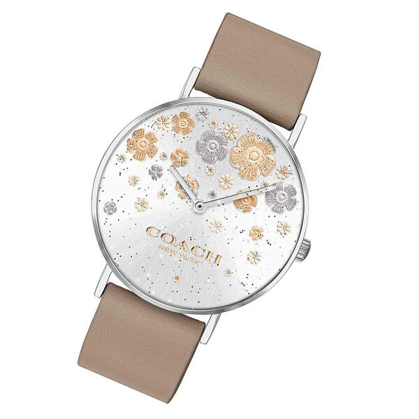 Coach Perry Quartz Silver Dial Brown Leather Strap Watch for Women - 14503326