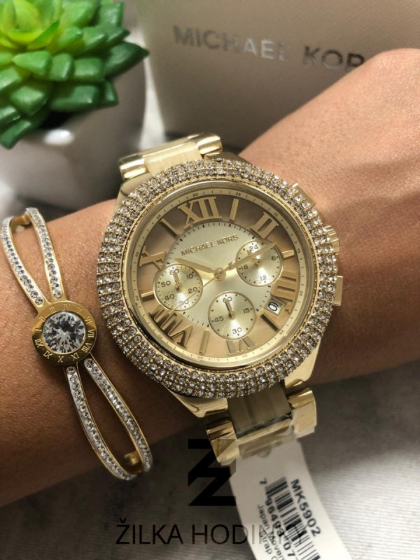 Michael Kors Camille Gold Dial Gold Steel Strap Watch for Women - MK5902