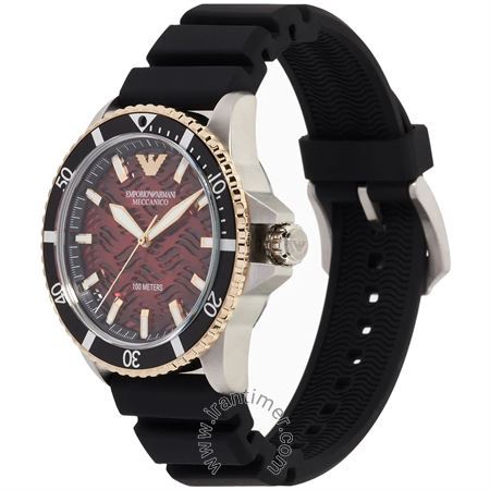 Emporio Armani Meccanico Automatic Red Dial Black Silicon Strap Watch For Men - AR60070