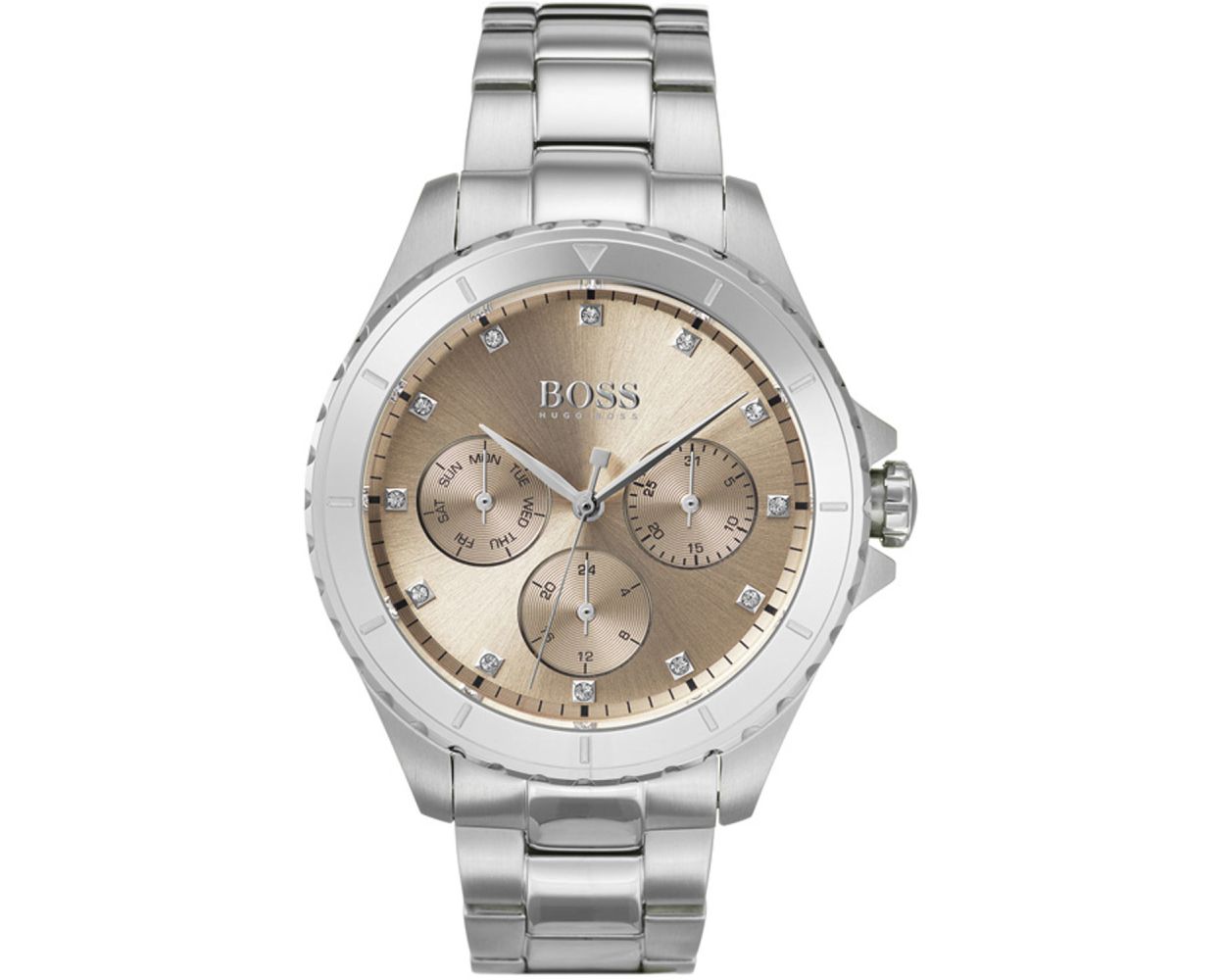 Hugo Boss Premiere Rose Gold Dial Silver Steel Strap Watch for Women - 1502444