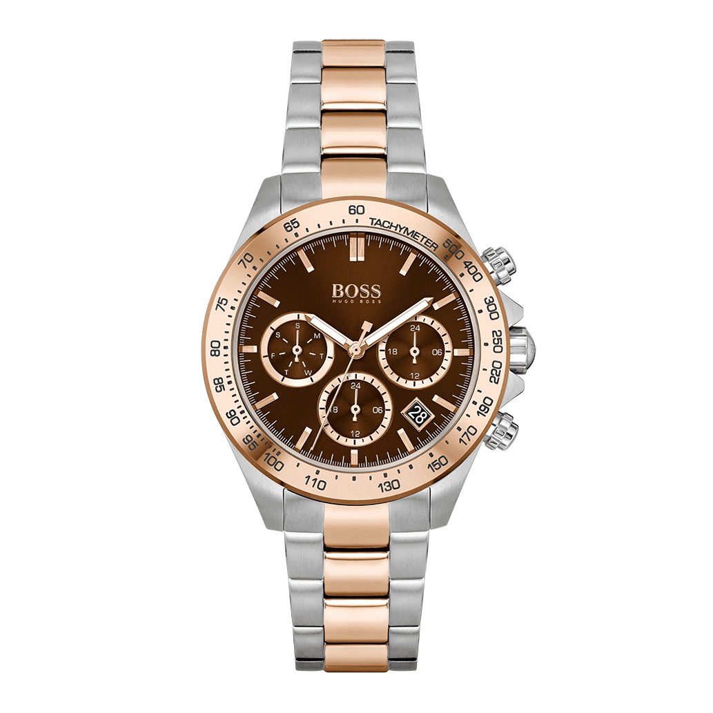 Hugo Boss Novia Brown Dial Two Tone Steel Strap Watch for Women - 1502617