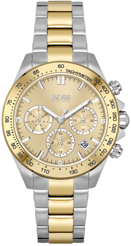 Hugo Boss Novia Gold Dial Two Tone Steel Strap Watch for Women - 1502618