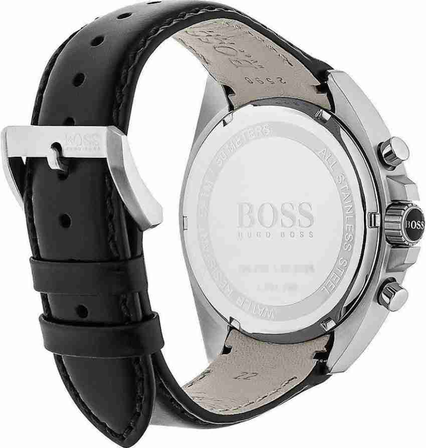Hugo Boss Driver Sport Chronograph Blue Dial Black Leather Strap Watch for Men - 1513077