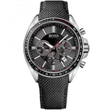 Hugo Boss Driver Black Dial Black Leather Strap Watch for Men -1513087