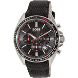 Hugo Boss Driver Black Dial Black Leather Strap Watch for Men -1513087