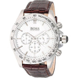 Hugo Boss Ikon White Dial Brown Leather Strap Watch for Men - 1513175
