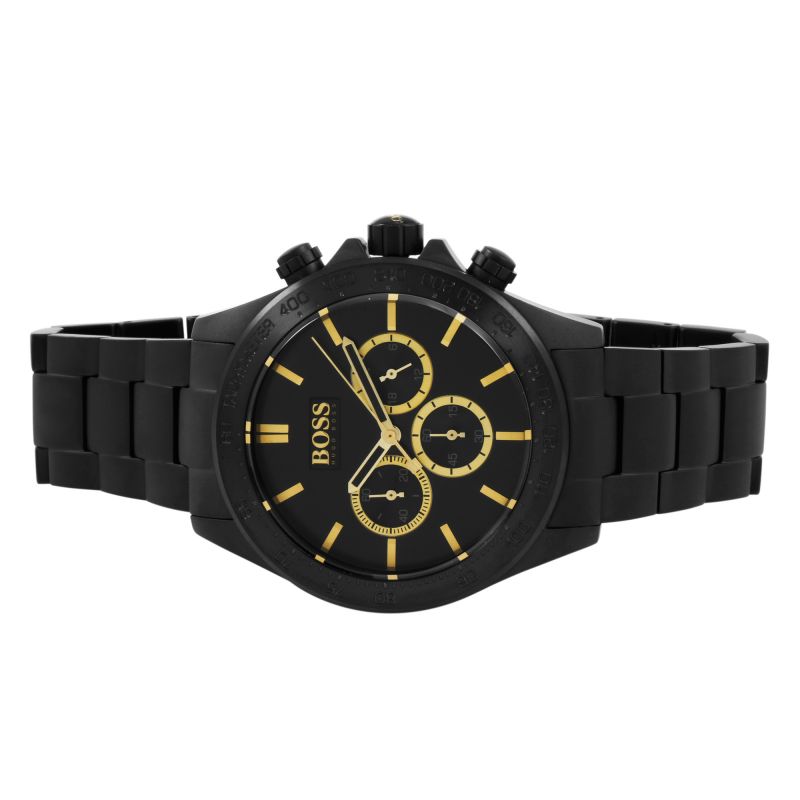 Hugo Boss Ikon Black Dial Black Steel Strap Watch for Men - 1513278