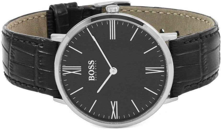 Hugo Boss Jackson Black Dial Black Leather Strap Watch for Men - 1513369