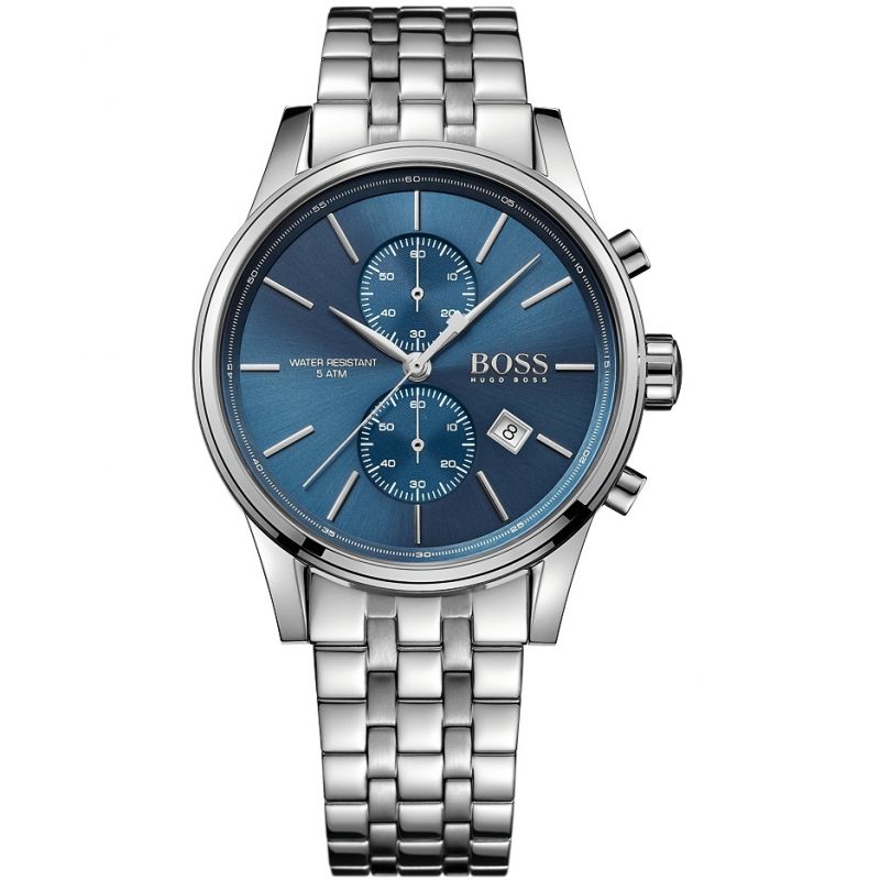 Hugo Boss Jet Blue Dial Silver Steel Strap Watch for Men - 1513384