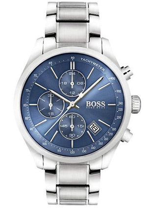 Hugo Boss Grand Prix Blue Dial Silver Steel Strap Watch for Men - 1513478