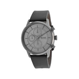 Hugo Boss Architectural Grey Dial Grey Leather Strap Watch for Men - 1513570
