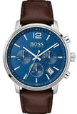 Hugo Boss Attitude Blue Dial Brown Leather Strap Watch for Men - 1513606