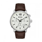 Hugo Boss Attitude White Dial Brown Leather Strap Watch for Men - 1513609