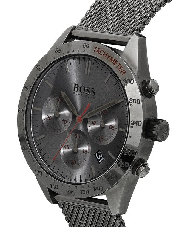 Hugo Boss Talent Gunmetal Dial Grey Mesh Bracelet Watch for Men - 1513637