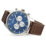 Hugo Boss Pioneer Chronograph Blue Dial Brown Leather Strap Watch For Men - 1513709