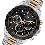 Hugo Boss Here Chronograph Black Dial Two Tone Steel Strap Watch for Men - 1513757