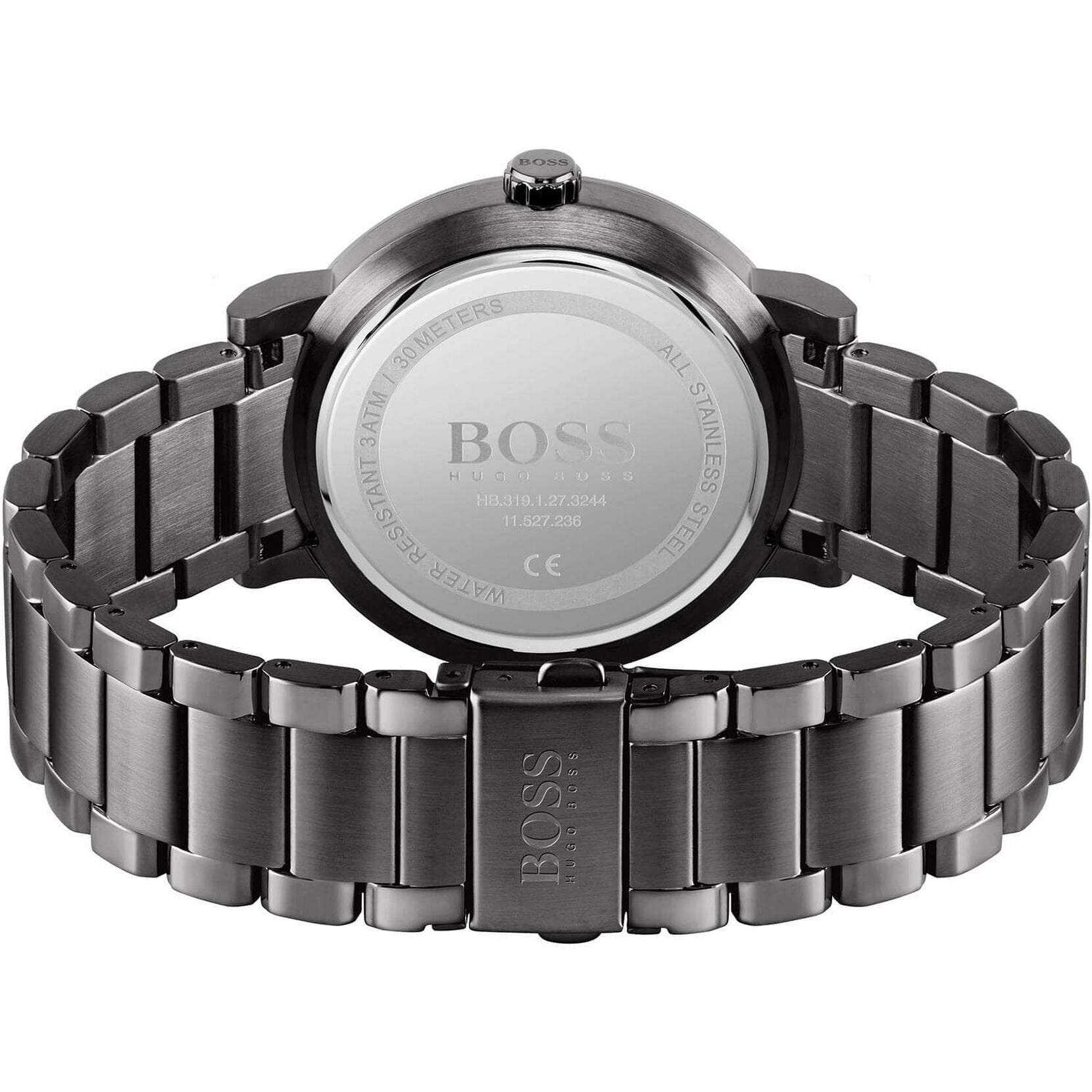 Hugo Boss Spirit Chronograph Grey Dial Grey Steel Strap Watch for Men - 1513695