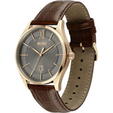 Hugo Boss Ambassador Grey Dial Brown Leather Strap Watch for Men - 1513387